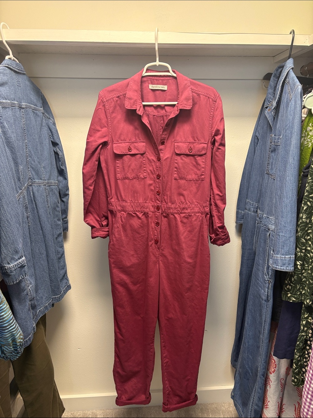 Outerknown Rose-Pink Utility Jumpsuit - Picture 2 of 3